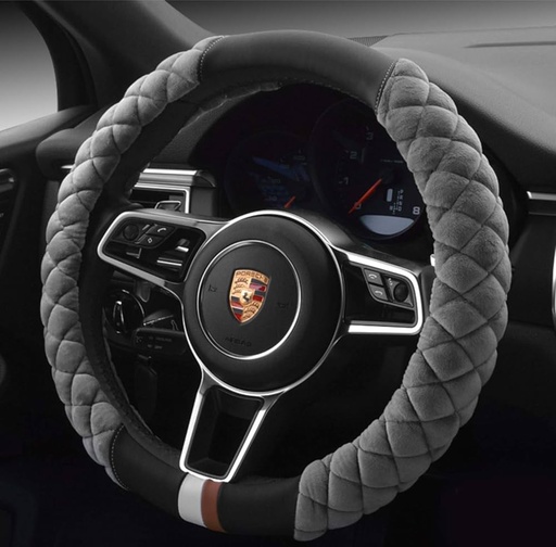 Plush Winter Steering Wheel Cover – Soft Grey