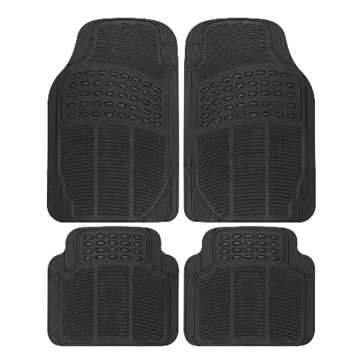 4-Piece All-Weather Rubber Car Mat Set – Black
